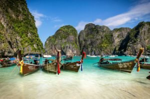 Long boat on koh phi phi beach